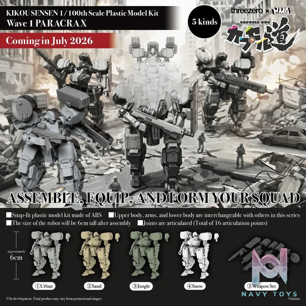 Threezero – KIKOU SENSEN 1/100th Scale Plastic Model Kit Wave 1 PARACRAX MER0466W0 (Licensed)