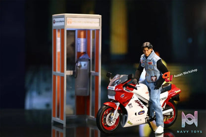 Ausan WorkShop Studio – RG 500 Motorcycle with Wireless Power Diorama & Retro Phone Booth AS012 AS002N (Licensed)