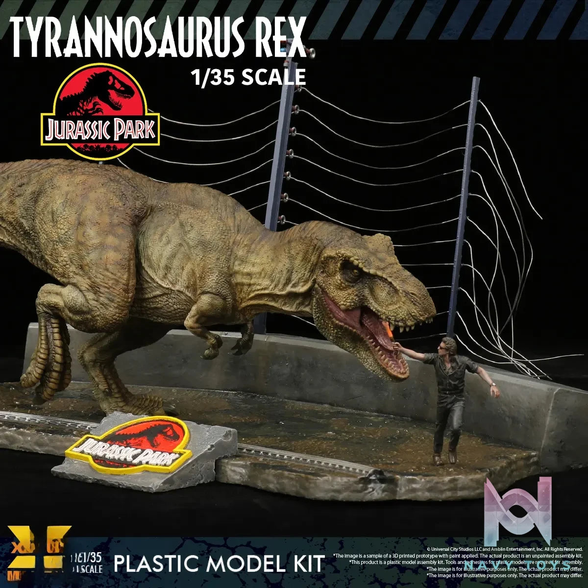 X-PLUS PLEX Studio – Jurassic Park Tyrannosaurus Rex 1/35 Scale Plastic Model Kit 411-200589CP (Licensed)