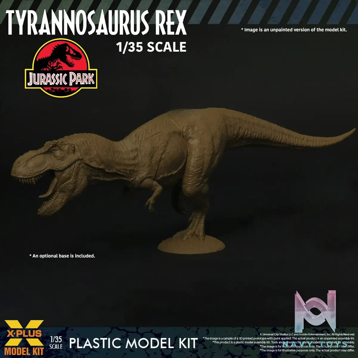 X-PLUS PLEX Studio – Jurassic Park Tyrannosaurus Rex 1/35 Scale Plastic Model Kit 411-200589CP (Licensed)