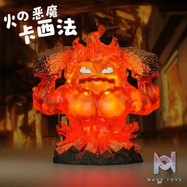 NINETY SEVEN Studio - Howl's Moving Castle Angry Calcifer resin statue Navy Toys anime figure