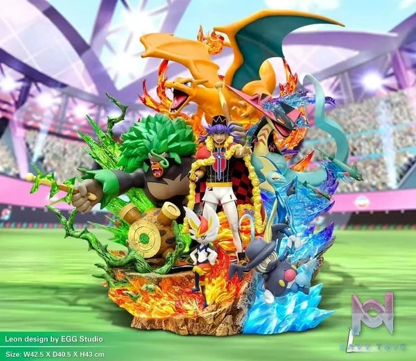 EGG Studio - Pokémon Galar Region Pokémon Champion Leon resin statue Navy Toys anime figure