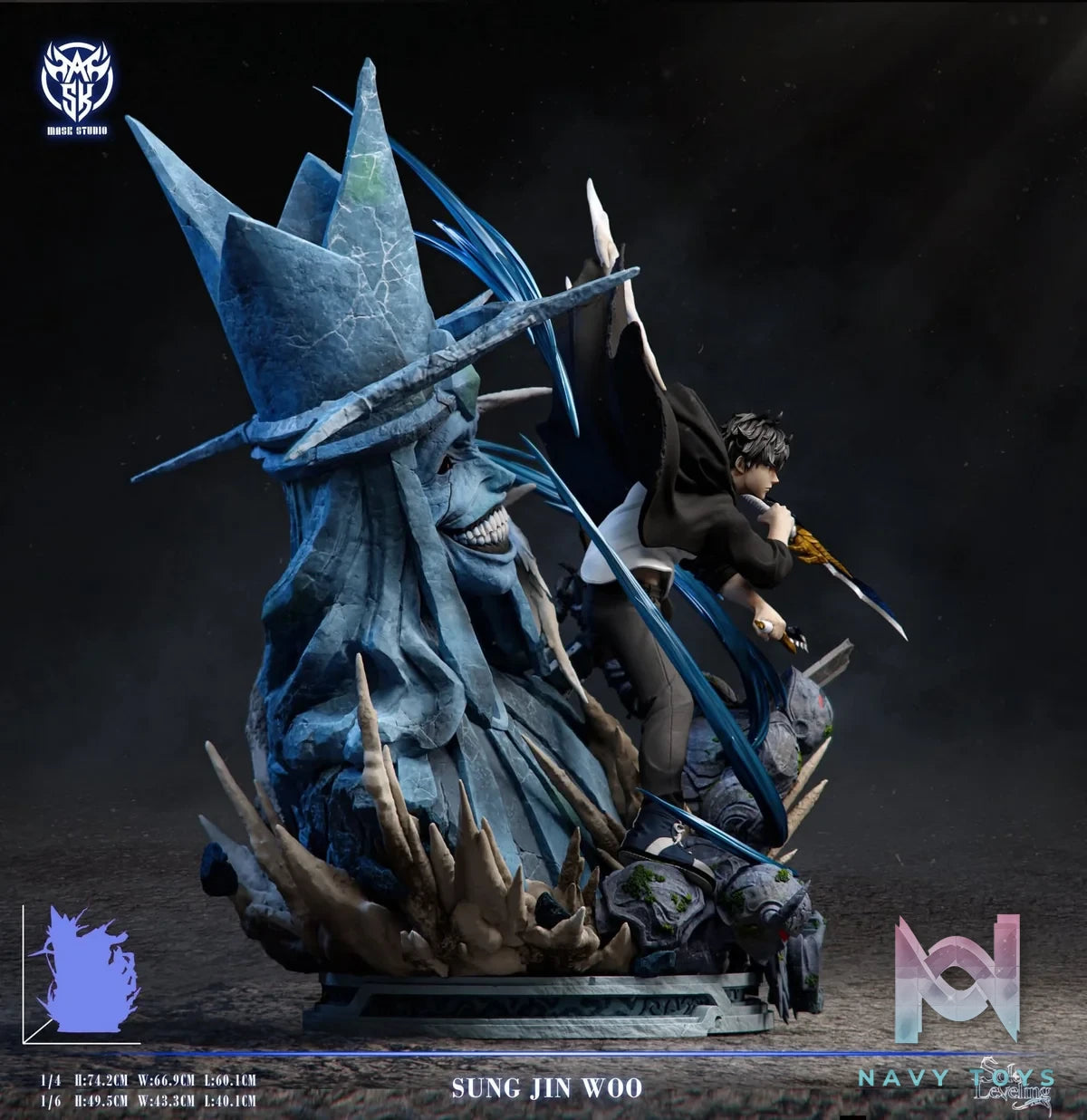 Sung Jinwoo VS Statue of God resin statue mask studio anime figure
