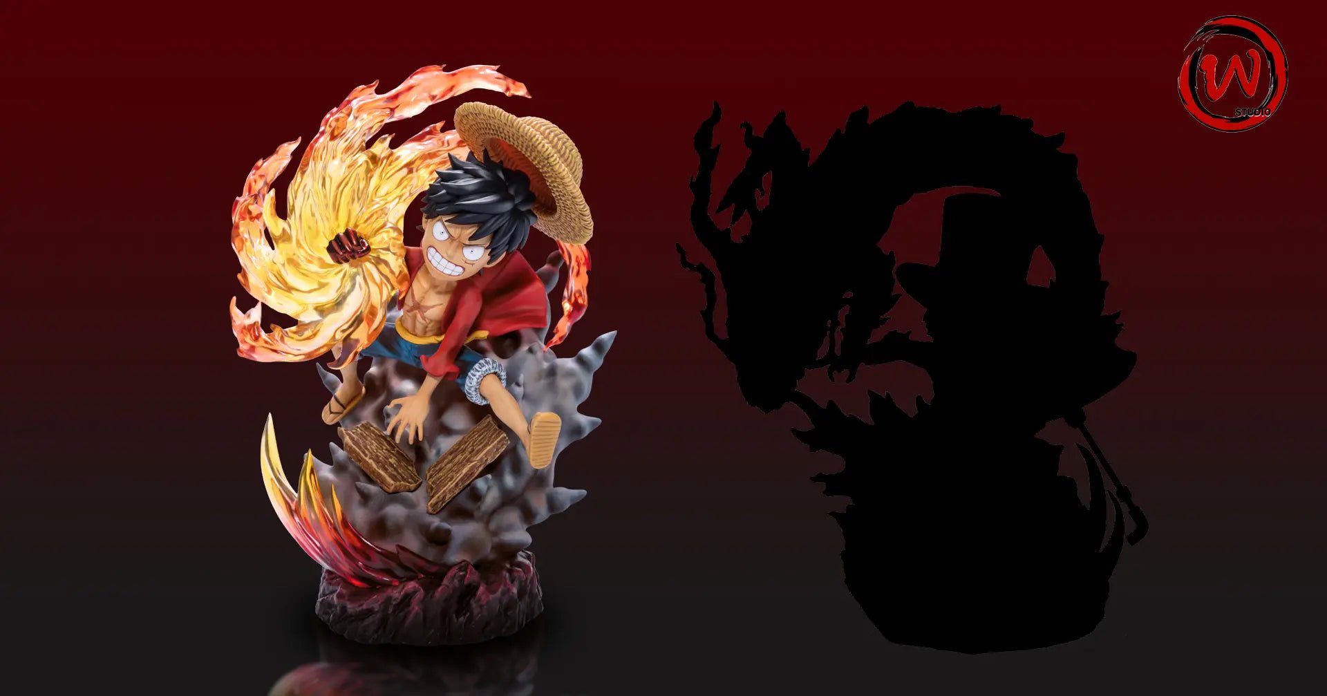 W Studio - One Piece Three Brothers Red Roc Luffy resin statue Navy Toys anime figure