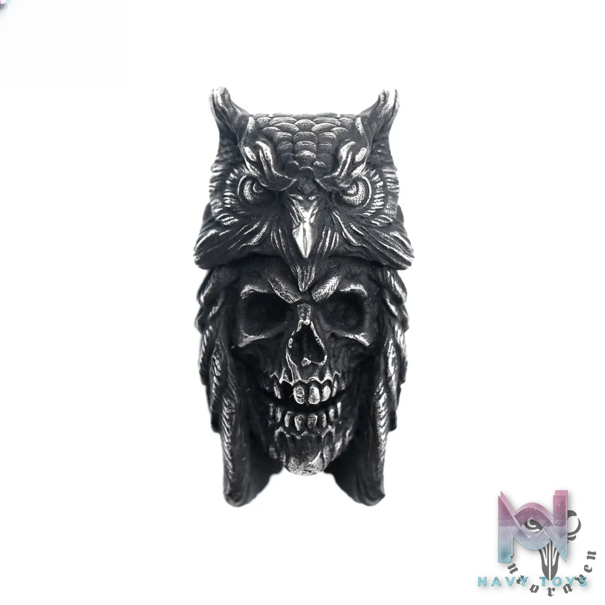 Raven Studio (silver jewelry) – “Existence” Indian Owl Skull Zippo Slim Lighter Case Original