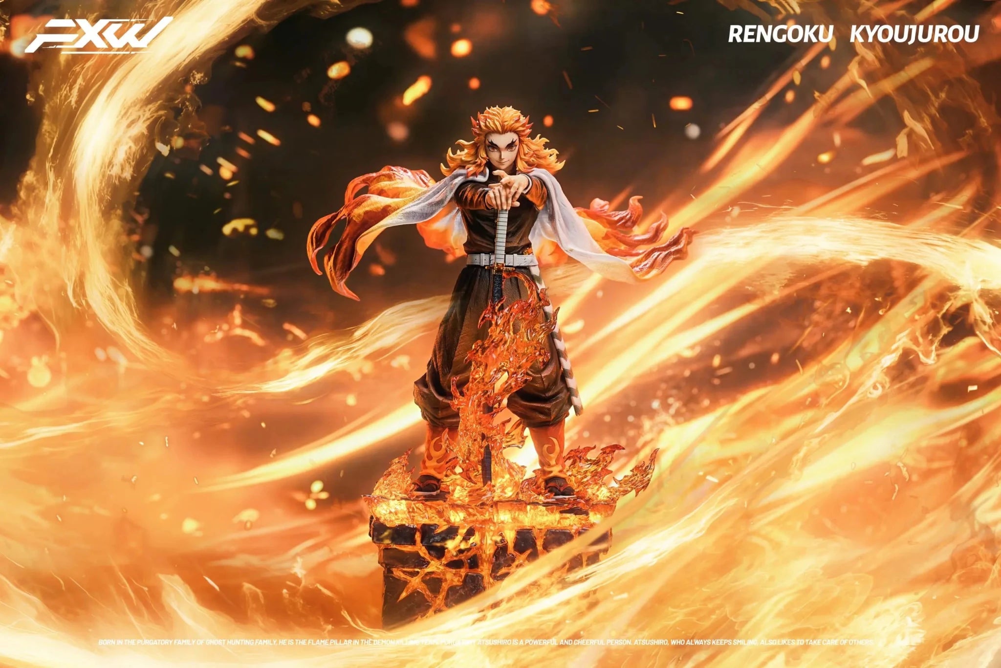 FXW Studio - Demon Slayer Nine Hashira Series Flame Hashira Rengoku Kyojuro resin statue Navy Toys anime figure