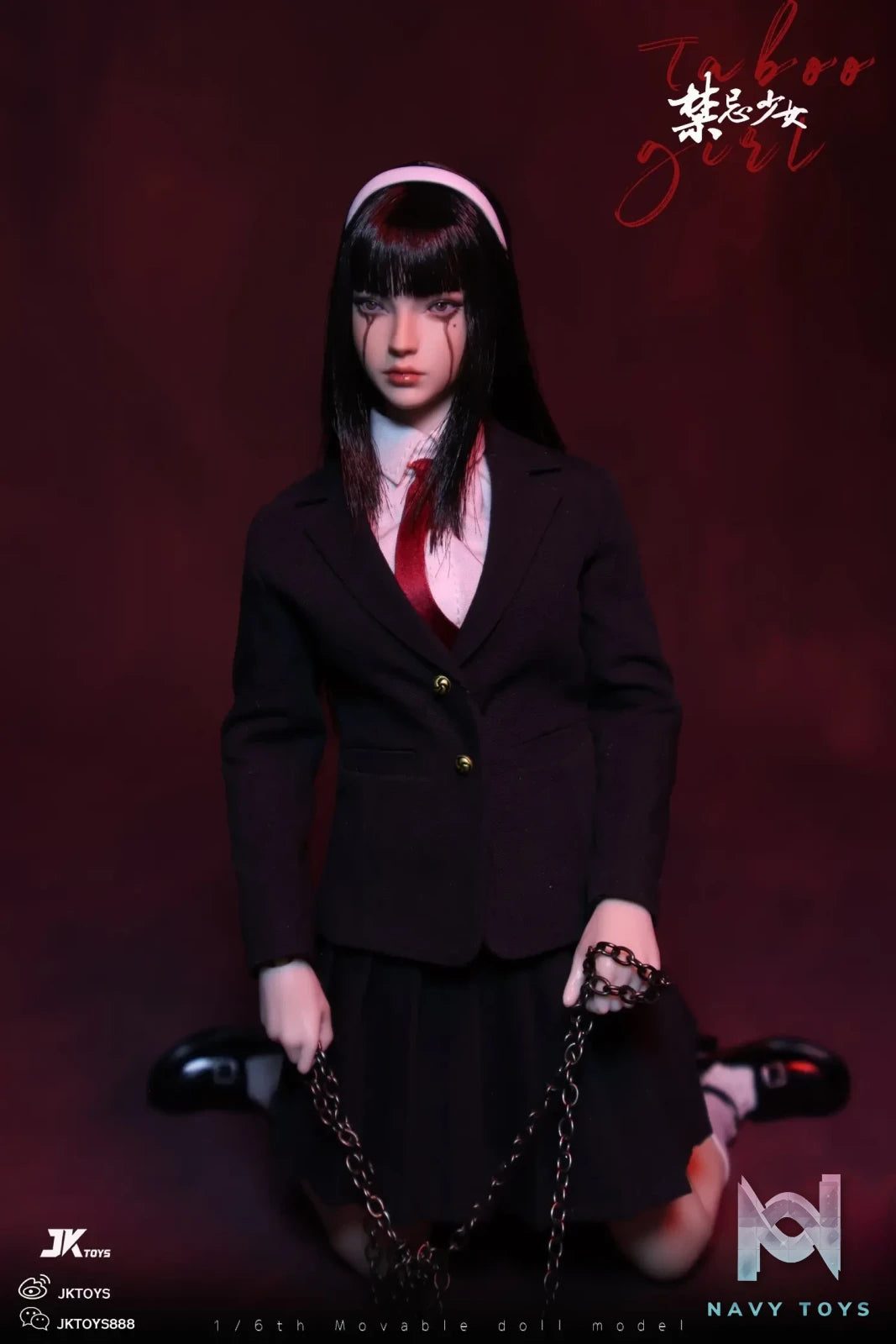 JKTOYS – Tomie 1/6 Taboo girl Tomie cosplay version Movable Eye Double Headed Sculpture Configuration K-005