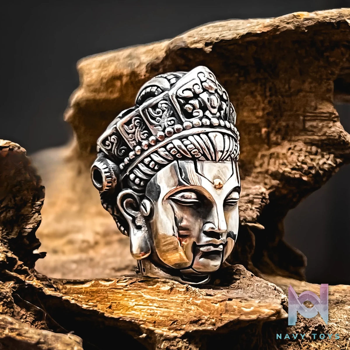 Raven Studio (silver jewelry) – Original “Mechanical Ascension” Triple-hole Buddha Bead Spacer Original