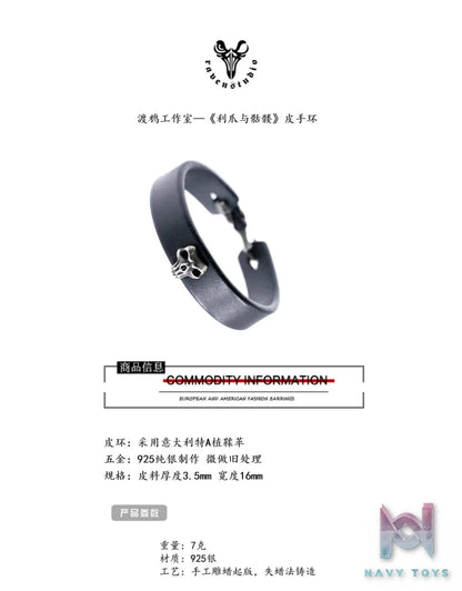Raven Studio (silver jewelry) – Claw & Skull Leather Bracelet Original