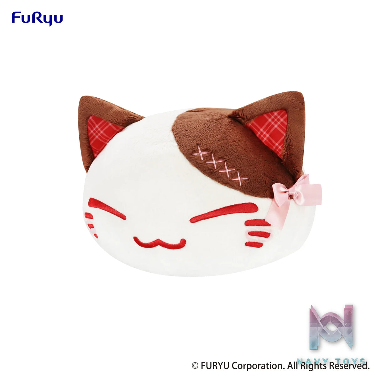 FURYU – Nemuneko Cat Sweet Big Plush Toy Brown & Red (Licensed)