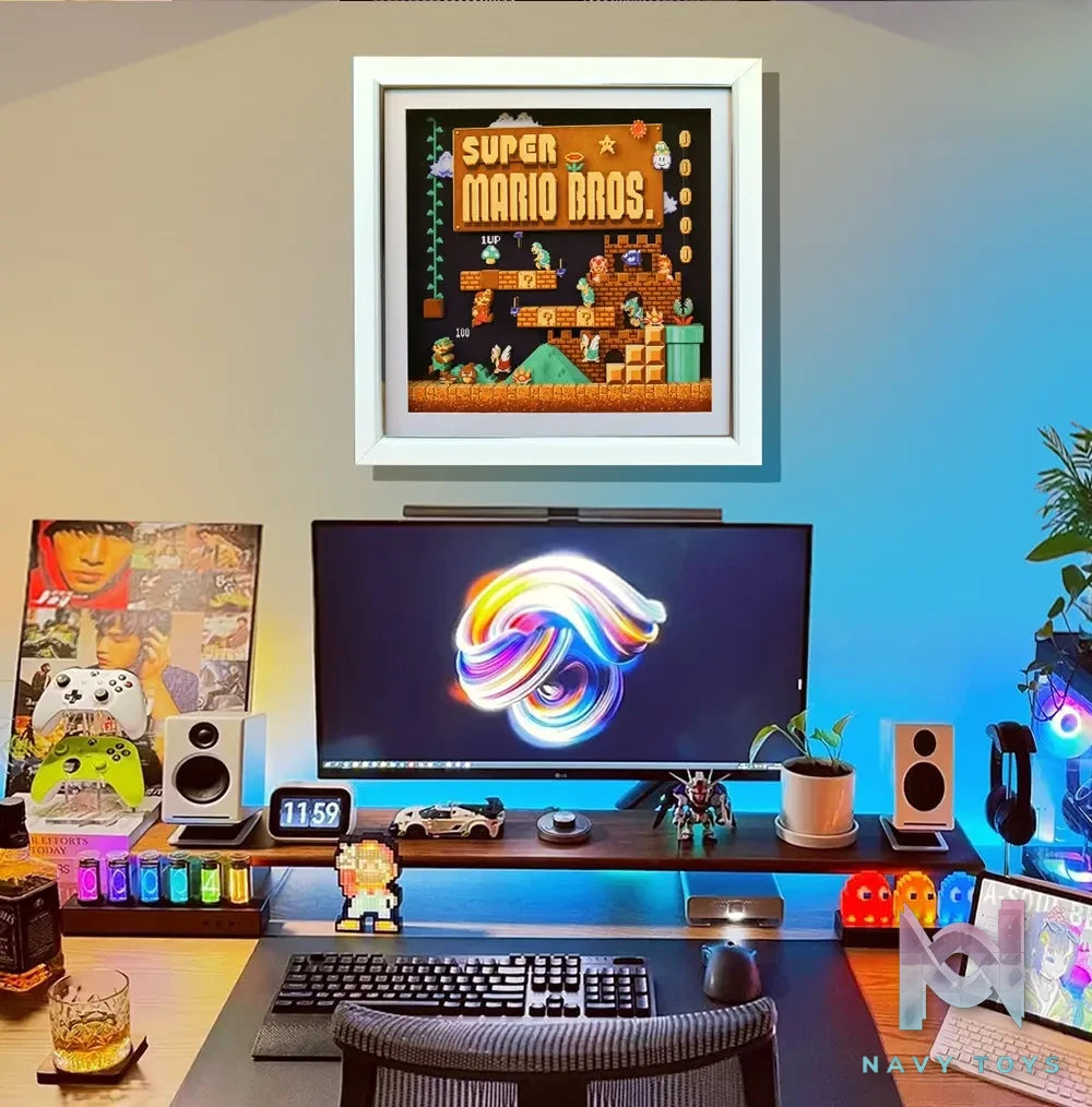 KALA HOME Studio – Super Mario Multiple Characters Pixel Art 3D Decorative Painting Super Mario