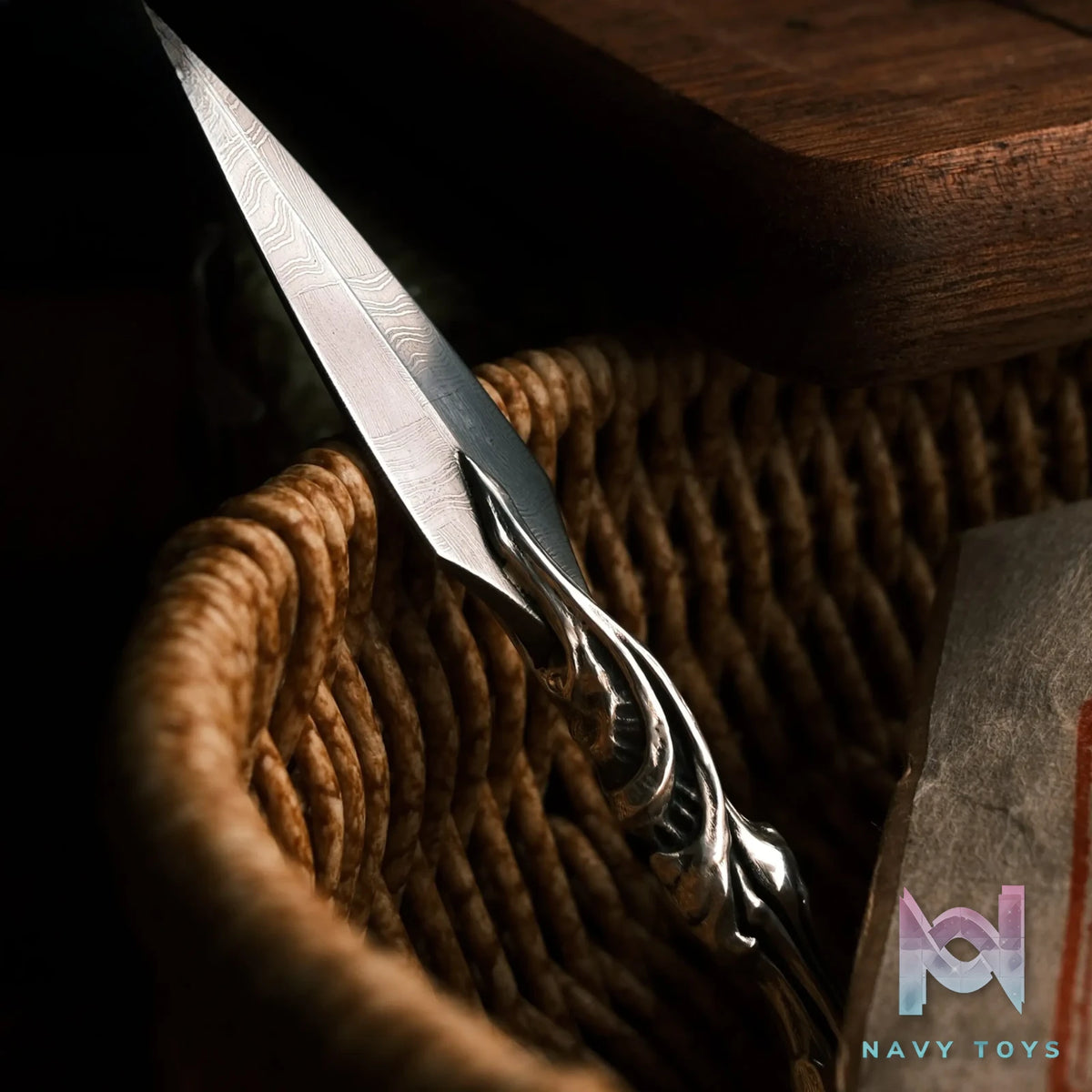 Raven Studio (silver jewelry) – Original “Mountain Bone” Damascus Tea Knife Original