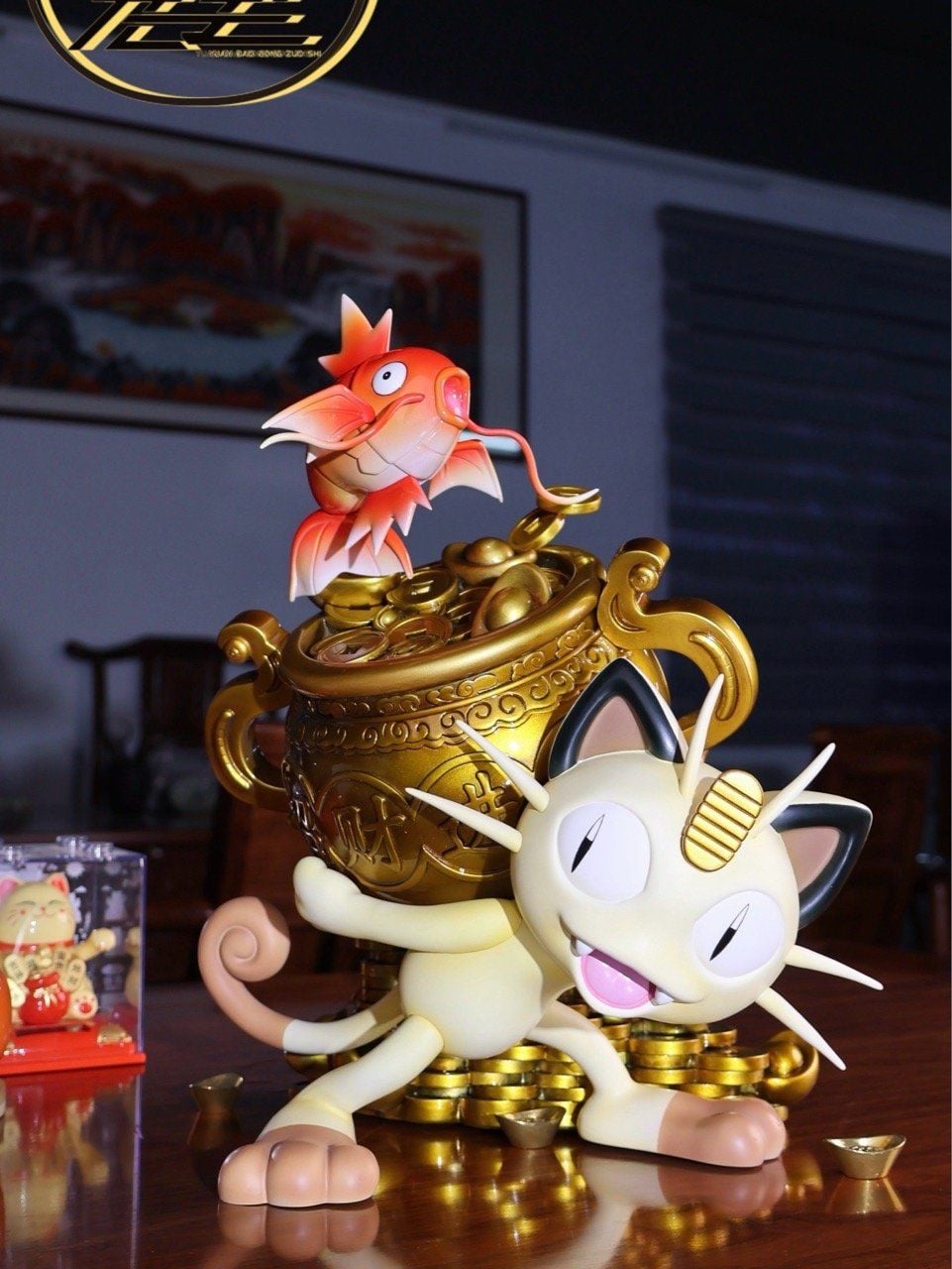 Fortune Cat and Koi Fish - Pokemon - Yuan Bao Studio resin statue Yuan Bao Studio anime figure
