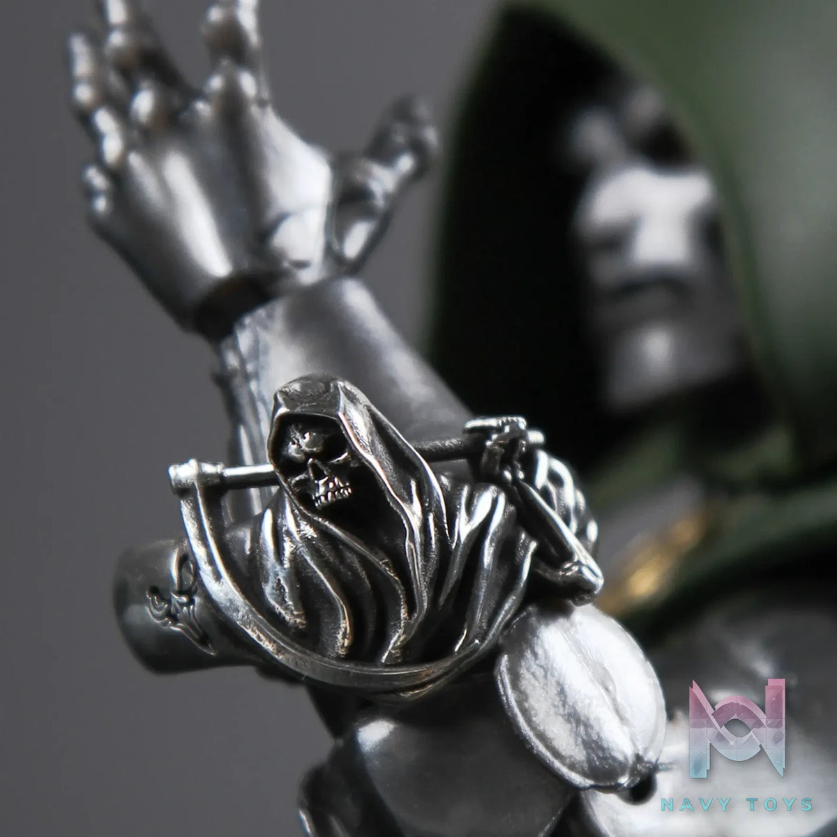 Raven Studio (silver jewelry) – Exclusive Dark Style Harvest Gothic Reaper Handmade Pinky Ring Original