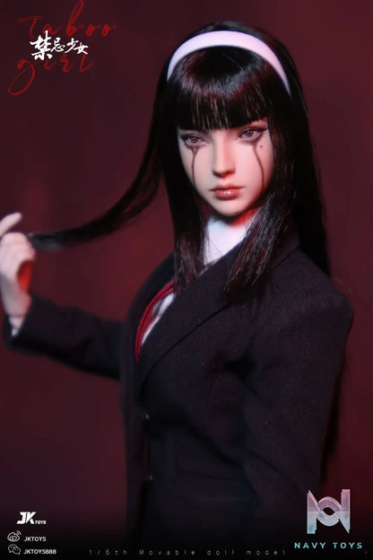 JKTOYS – Tomie 1/6 Taboo girl Tomie cosplay version Movable Eye Double Headed Sculpture Configuration K-005