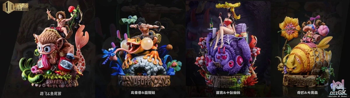 Mo Jie Wu Du Studio - One Piece Strange Forest Adventure 4 Luffy & Fishtail Monkey resin statue Navy Toys anime figure