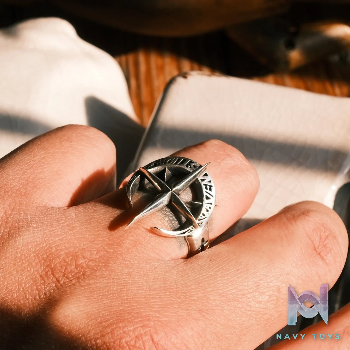 Raven Studio (silver jewelry) – Original Exclusive “Old Testament” Star‑Moon Four‑Pointed Ring Original