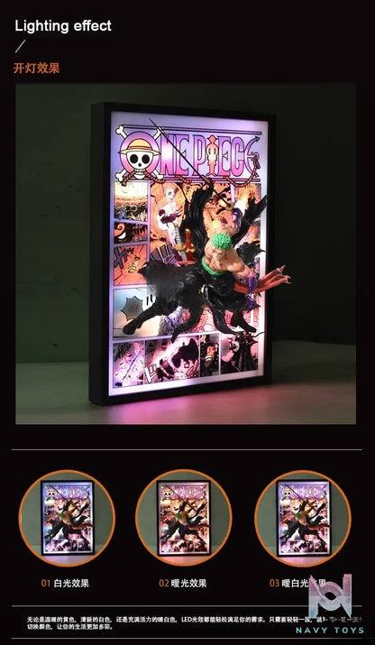 Time tree Studio – One Piece Zoro & Luffy & Sanji & Ace & Nami & Hancock & Law Decorative 3D Stereoscopic Painting