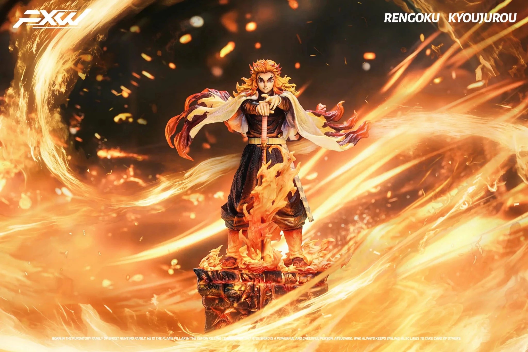 FXW Studio - Demon Slayer Nine Hashira Series Flame Hashira Rengoku Kyojuro resin statue Navy Toys anime figure