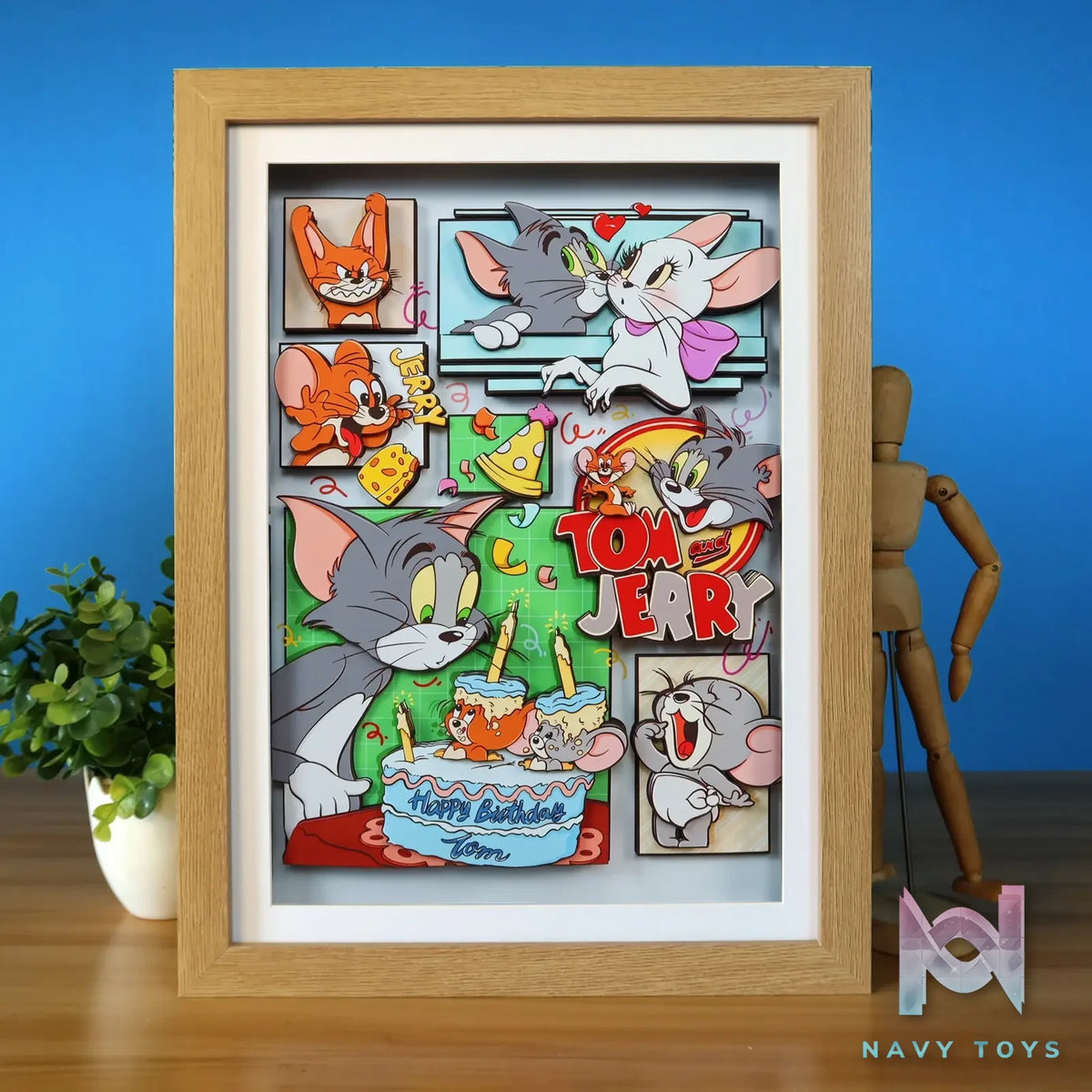 KALA HOME Studio – Tom and Jerry Multiple Characters 3D Decorative Painting Tom and Jerry