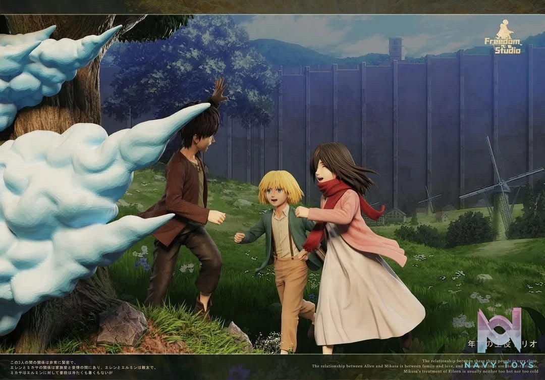 Eren & Mikasa & Armin - Attack On Titan - Freedom Studio resin statue freedom studio anime figure