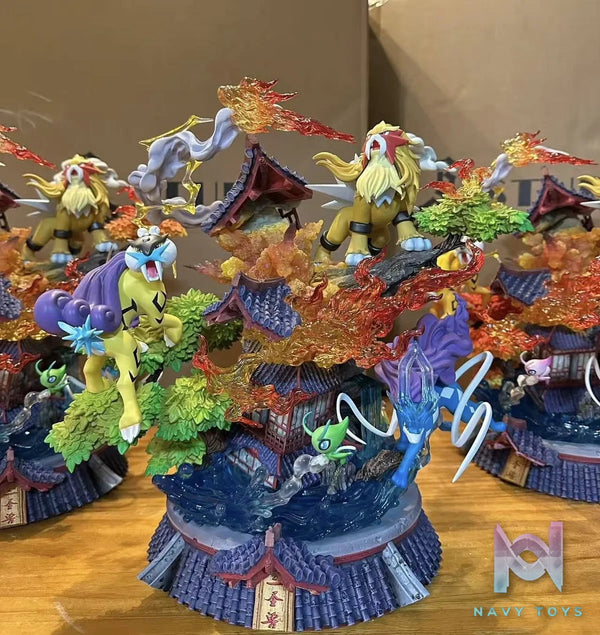 Entei & Raikou & Suicune resin statue 666 Studio anime figure