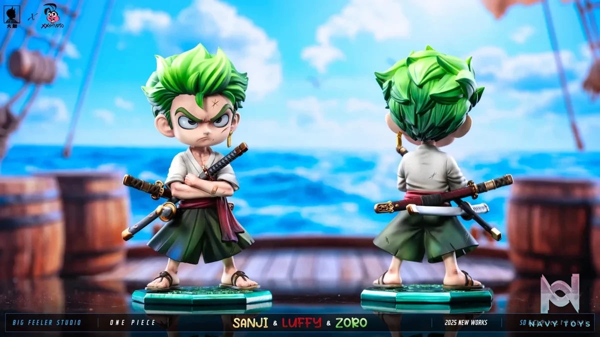 Big Feeler Studio & XOX Studio - One Piece Q version The Three Strongest Luffy & Zoro & Sanji resin statue Navy Toys anime figure