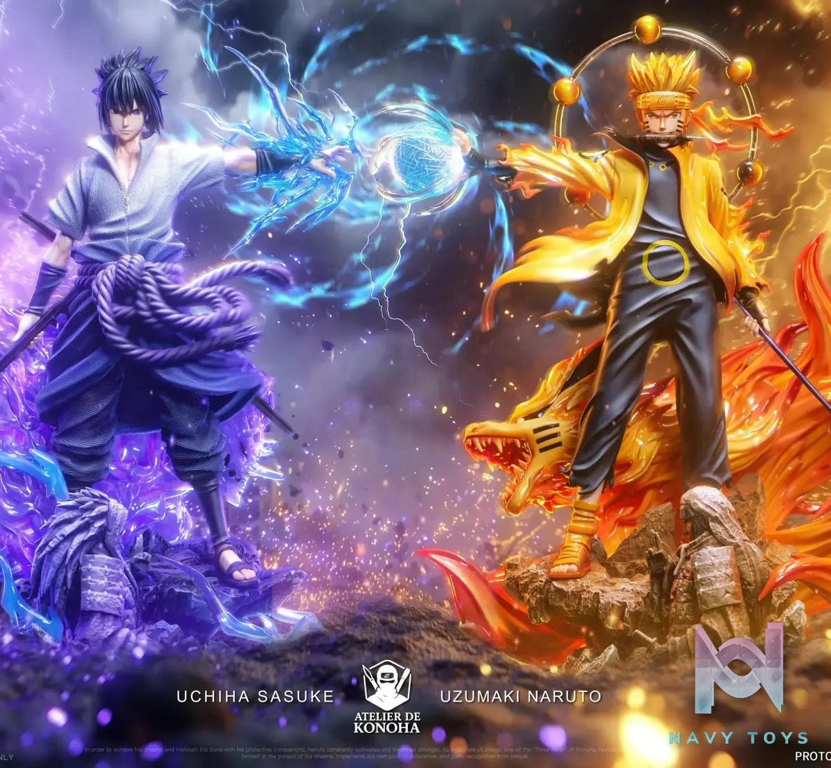 ATELIER DE KONOHA Studio – Naruto Light Sculpture Series Uzumaki Naruto & Uchiha Sasuke