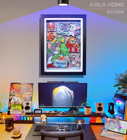 KALA HOME Studio – Tom and Jerry Multiple Characters 3D Decorative Painting Tom and Jerry