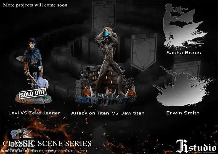 JR Studio - Attack on Titan VS Jaw titan Battle of the summit resin statue Navy Toys anime figure