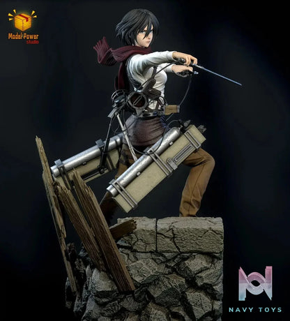 Model Power Studio - Attack On Titan The Basement Trio Mikasa & Armin & Eren resin statue Navy Toys anime figure