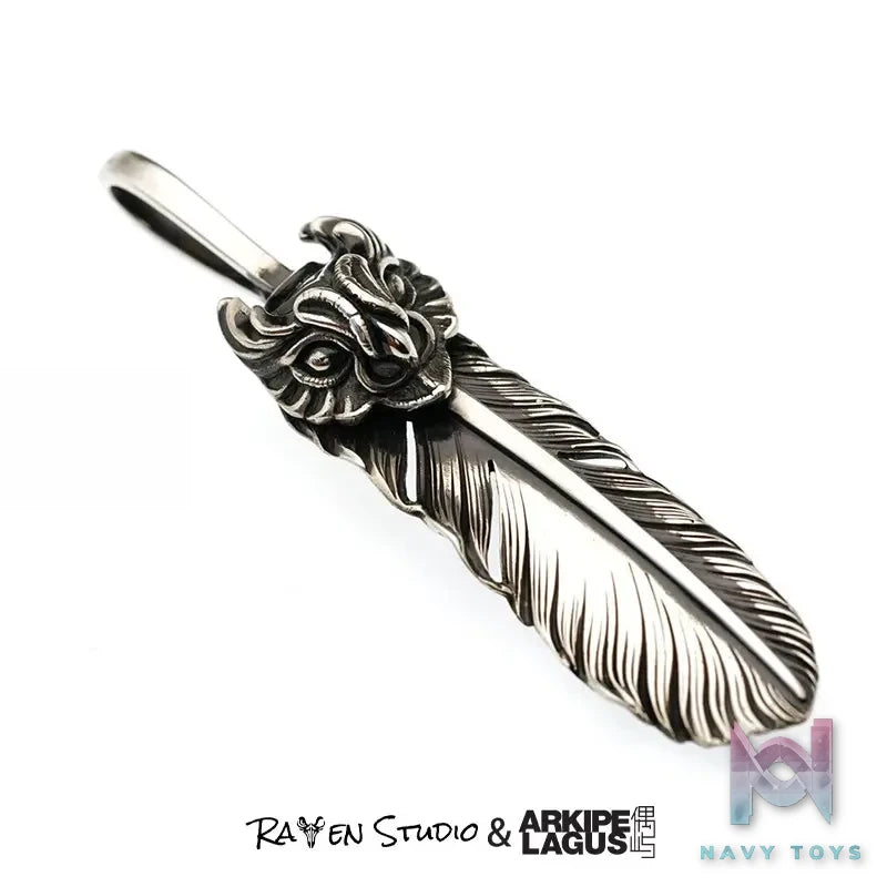 Raven Studio (silver jewelry) – “Guardian Feather” Indian Style Feather Pendant Original