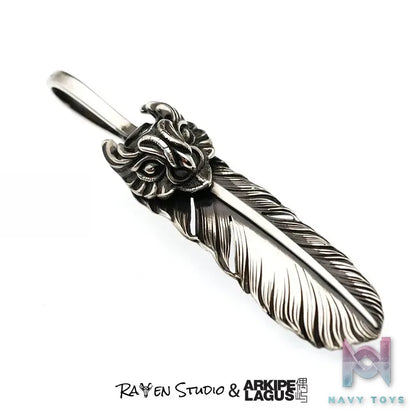 Raven Studio (silver jewelry) – “Guardian Feather” Indian Style Feather Pendant Original