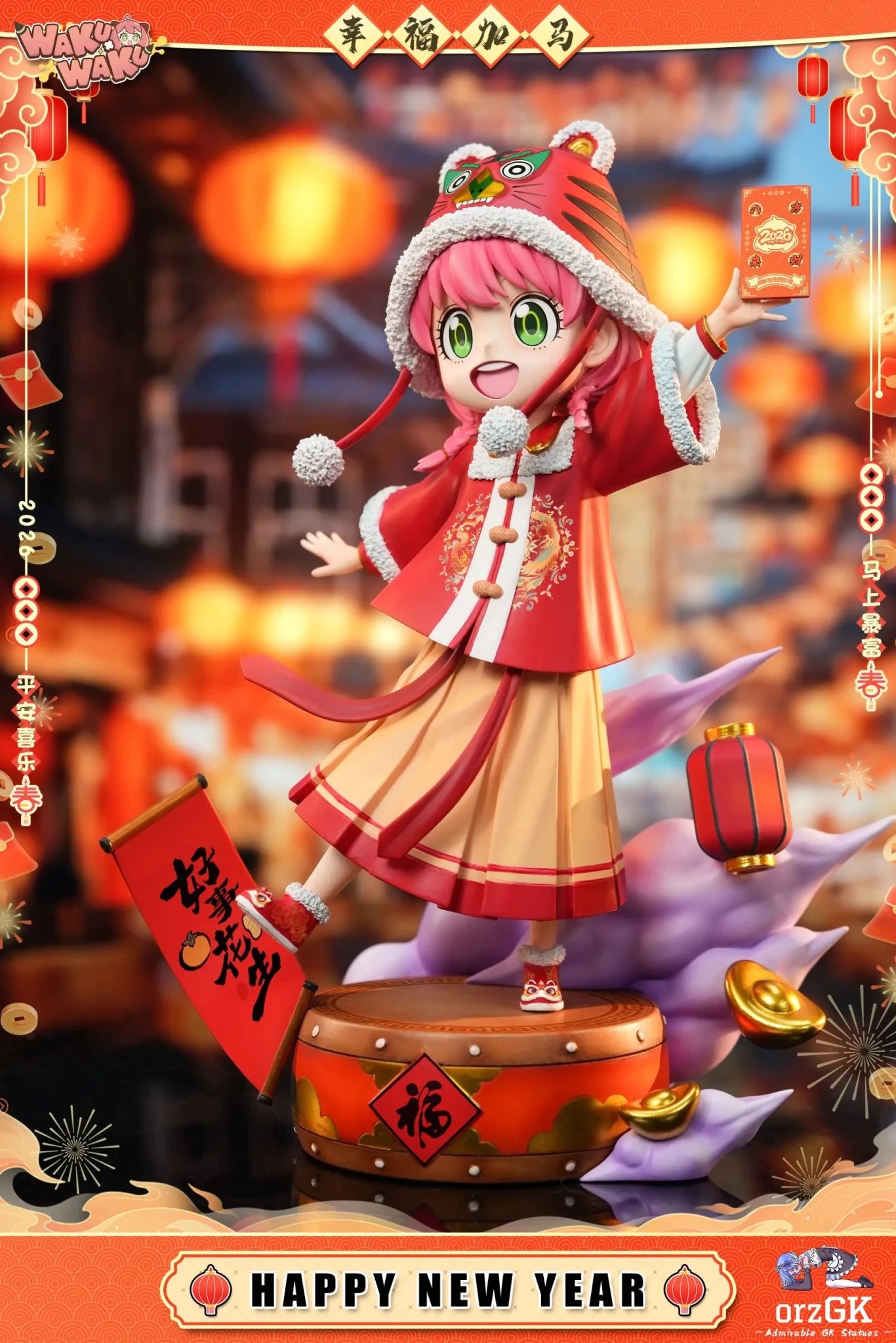 WakuWaku Studio - Happy New Year 2026 Anya Forger Spy x Family resin statue Navy Toys anime figure