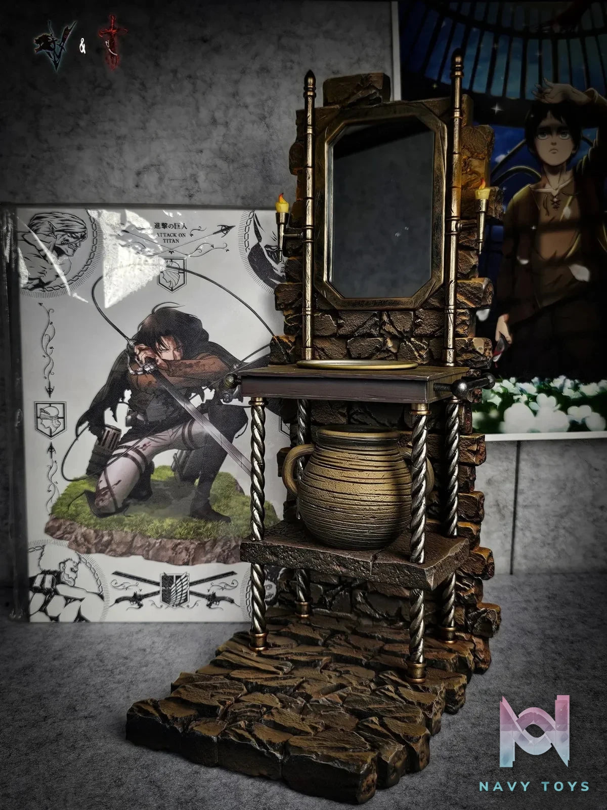 Coordinate Studio & Damocles Studio - Attack On Titan Famous Scene Series Mirror Eren resin statue Navy Toys anime figure