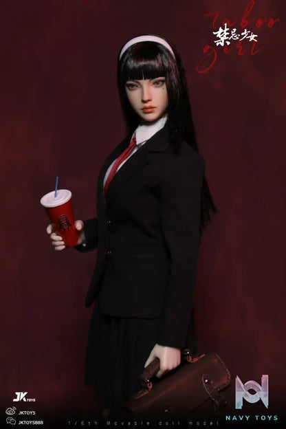 JKTOYS – Tomie 1/6 Taboo girl Tomie cosplay version Movable Eye Double Headed Sculpture Configuration K-005