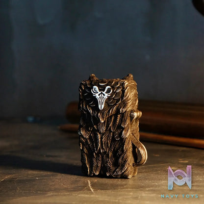 Raven Studio (silver jewelry) – “Existence” Indian Owl Skull Zippo Slim Lighter Case Original