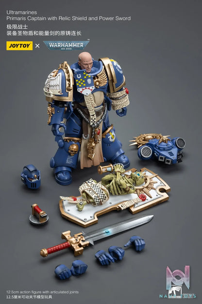 JOYTOY – Ultramarines Primaris Captain with Relic Shield and Power Sword JT6465 (Licensed)
