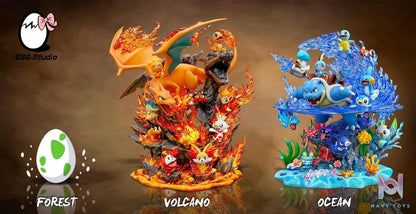 Volcano Family Chalizard Pokemon - Egg Studio resin statue egg studio anime figure