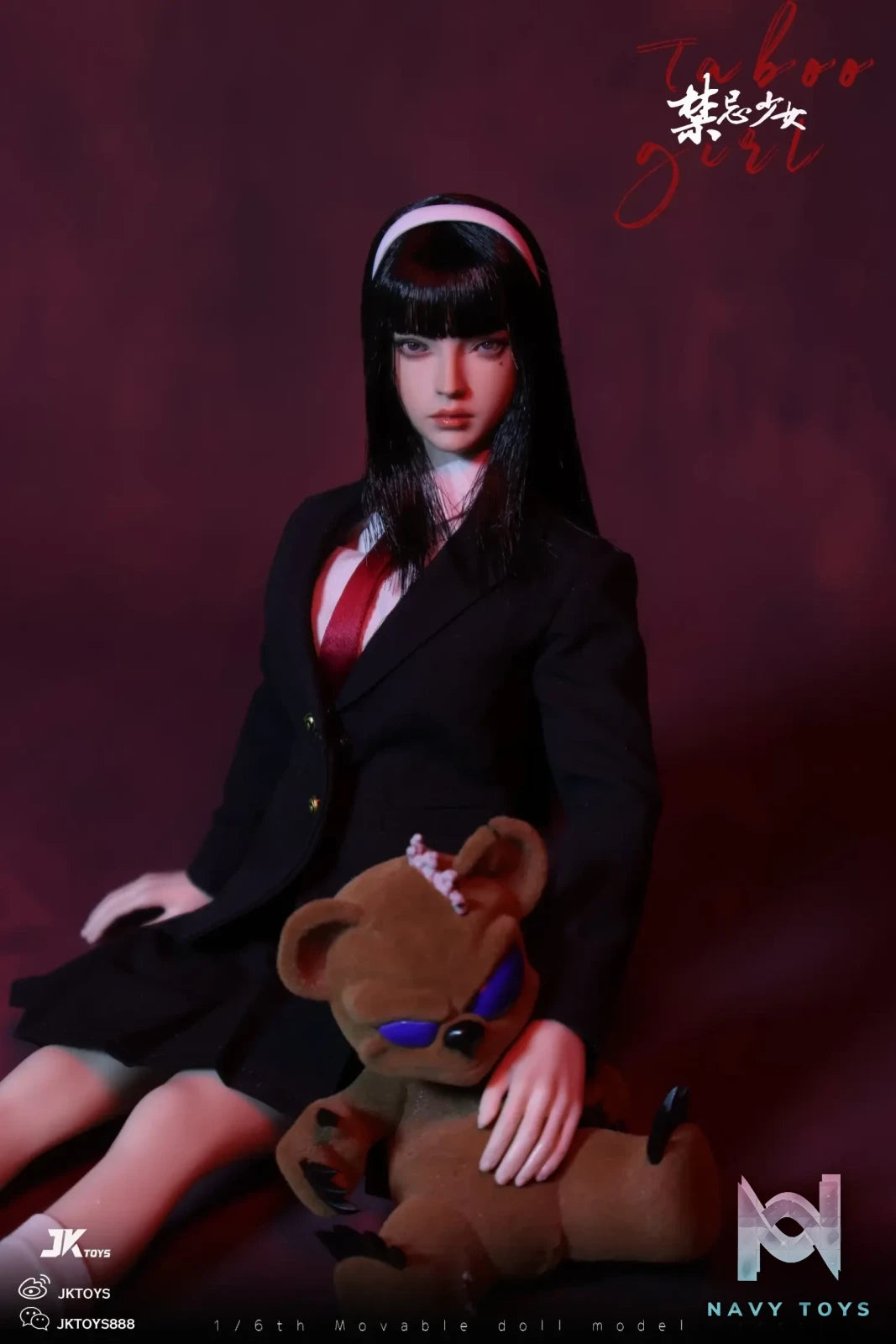 JKTOYS – Tomie 1/6 Taboo girl Tomie cosplay version Movable Eye Double Headed Sculpture Configuration K-005