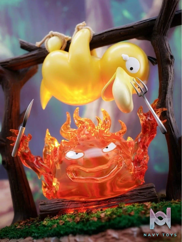 Calcifer cooking Psyduck - Howl’s Moving Castle - Long Miao Studio & Lucky Studio resin statue LongMiao Studio & Lucky Studio anime figure