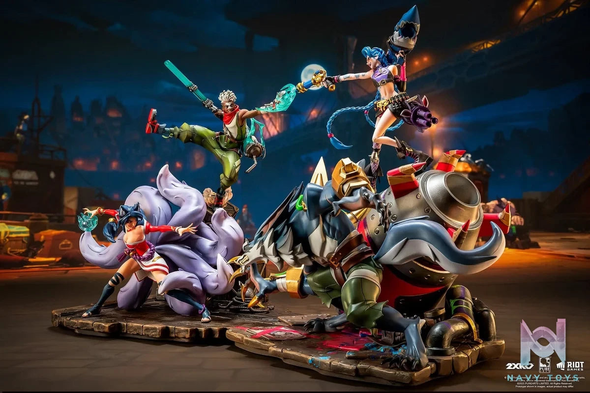 Ahri & Ekko VS Jinx & Warwick resin statue PureArts Studio anime figure