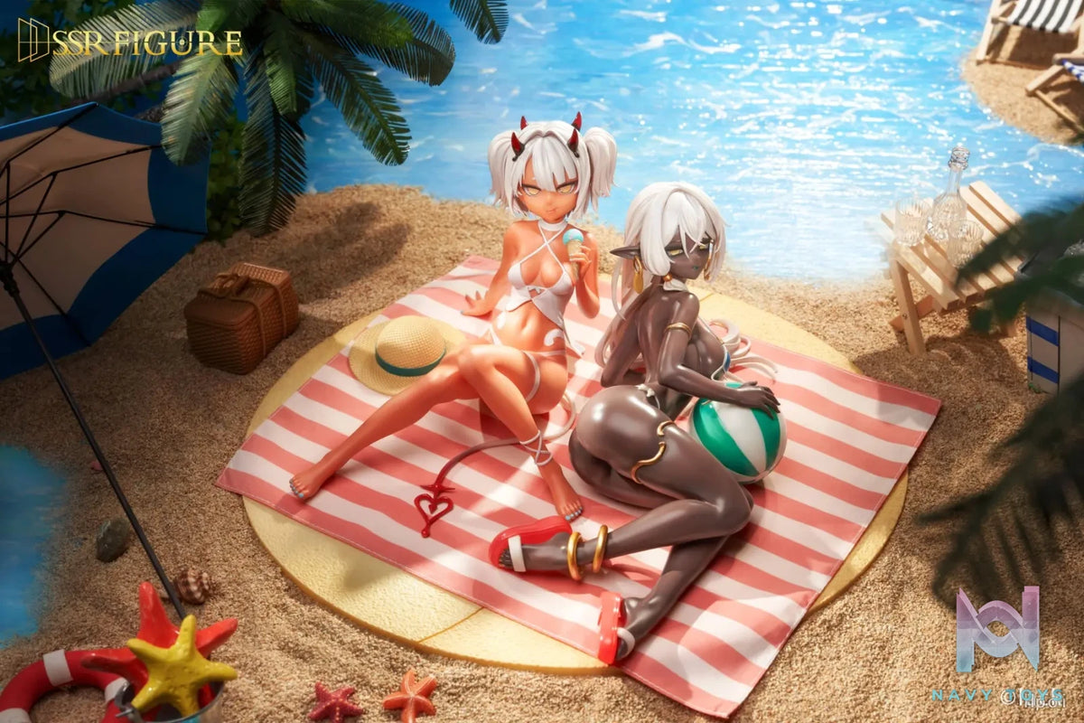 SSR FIGURE – Original SSR Figure Caffeine-chan & Dark Elf Dancer Summer Ver. (Licensed)