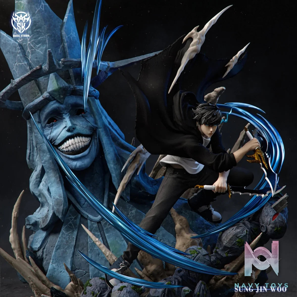 Sung Jinwoo VS Statue of God resin statue mask studio anime figure