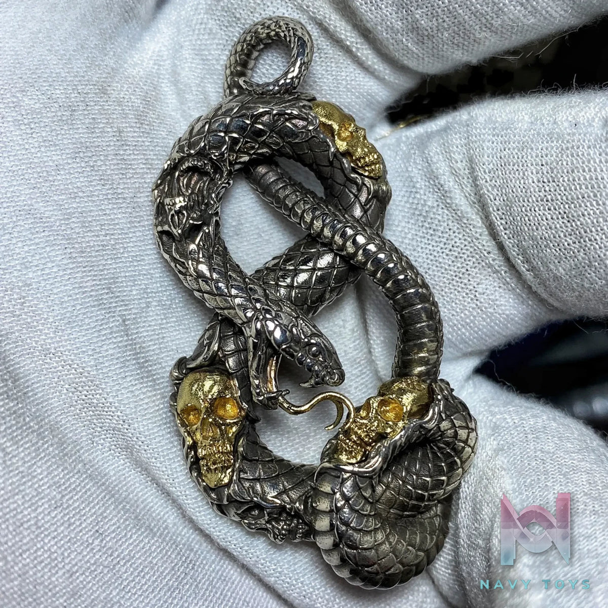 Raven Studio (silver jewelry) – Original Exclusive “Devouring Soul” Skull Snake Pendant Original