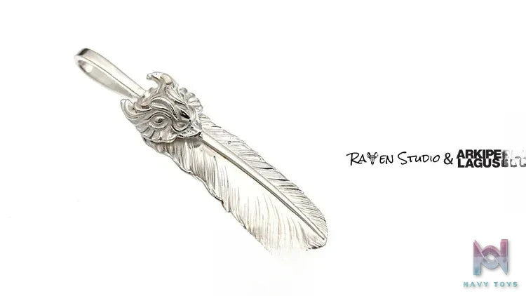 Raven Studio (silver jewelry) – “Guardian Feather” Indian Style Feather Pendant Original