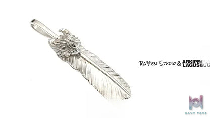 Raven Studio (silver jewelry) – “Guardian Feather” Indian Style Feather Pendant Original