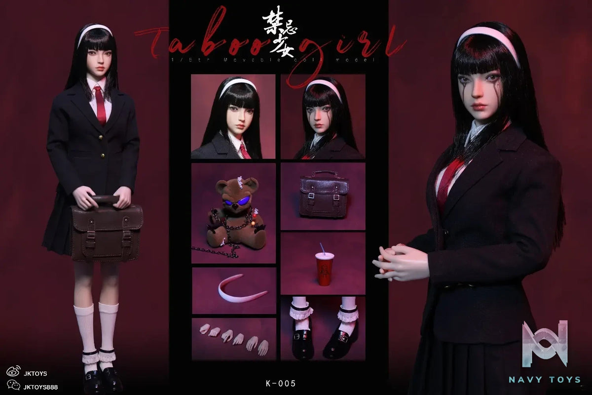JKTOYS – Tomie 1/6 Taboo girl Tomie cosplay version Movable Eye Double Headed Sculpture Configuration K-005