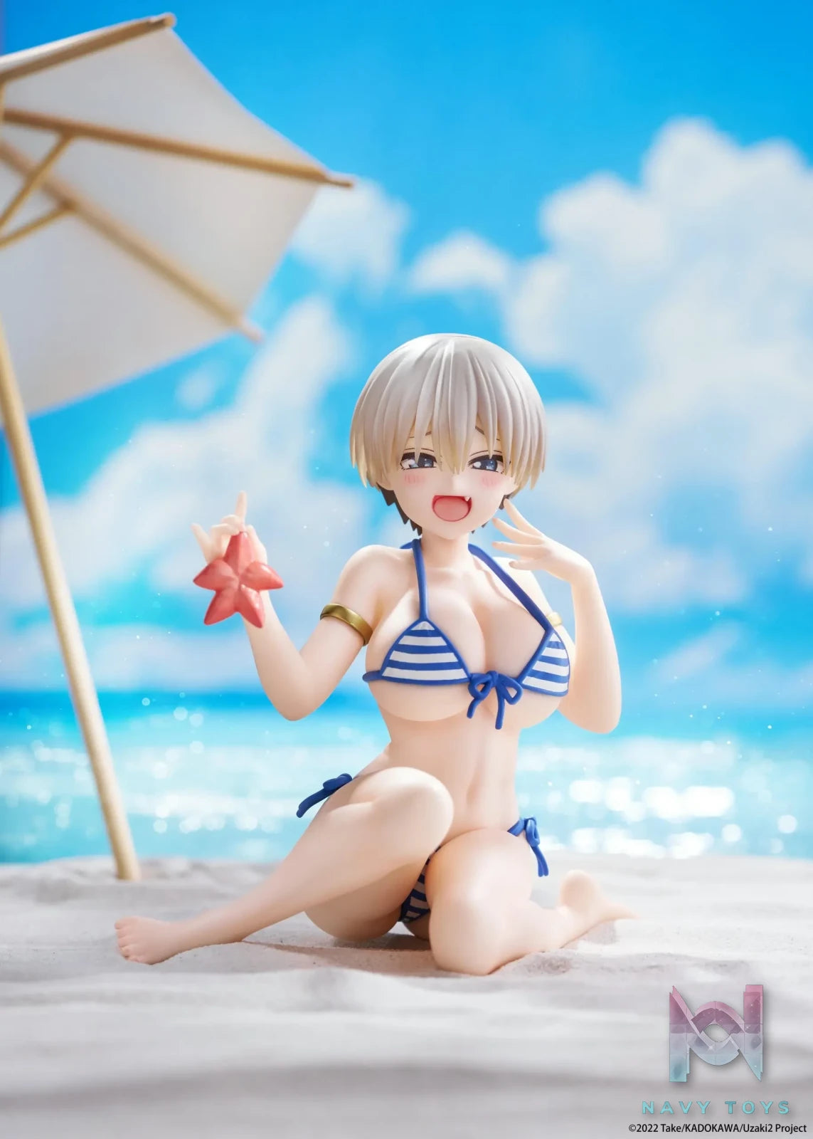 Taito – Uzaki-chan Wants to Hang Out! Desktop Cute Figure – Hana Uzaki Swimsuit Version on the Beach (Licensed)