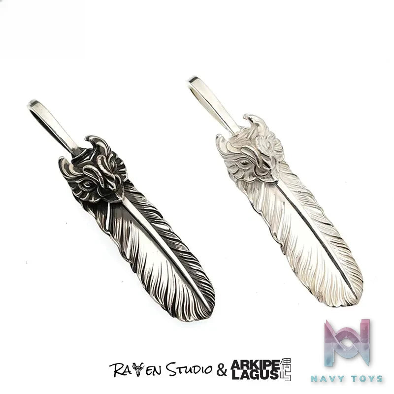 Raven Studio (silver jewelry) – “Guardian Feather” Indian Style Feather Pendant Original